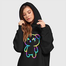 Женское худи-платье Cool neon bear, цвет: черный — фото 2