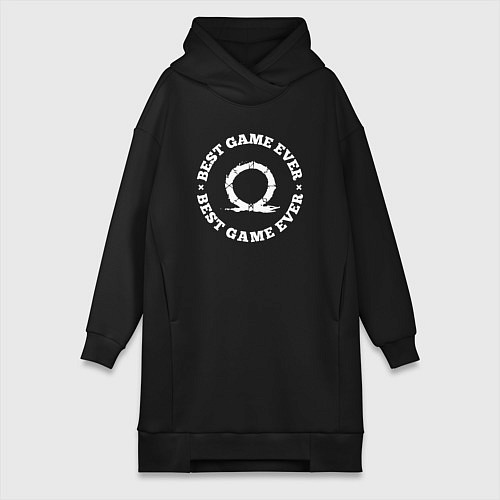 Женская толстовка-платье Символ God of War и круглая надпись best game ever / Черный – фото 1