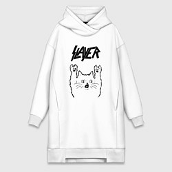 Женское худи-платье Slayer - rock cat, цвет: белый