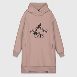 Женское худи-платье Мать котов, цвет: пыльно-розовый