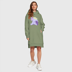 Женское худи-платье Милый слонёнок с зонтиком, цвет: авокадо — фото 2
