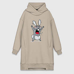 Женское худи-платье Злой заяц, цвет: миндальный