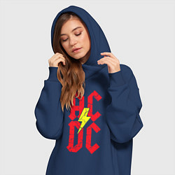 Женское худи-платье AC DC logo, цвет: тёмно-синий — фото 2