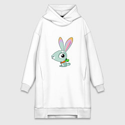 Женское худи-платье Маленький кролик, цвет: белый