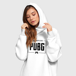 Женское худи-платье PUBG gaming champion: рамка с лого и джойстиком, цвет: белый — фото 2