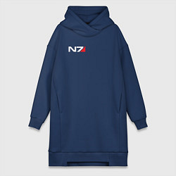 Женское худи-платье Логотип N7, цвет: тёмно-синий