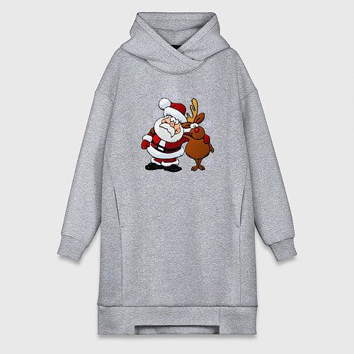 Женская толстовка-платье Санта и олень / Меланж – фото 1