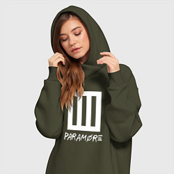 Женское худи-платье Paramore логотип, цвет: хаки — фото 2