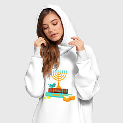 Женское худи-платье Happy Hanukkah, цвет: белый — фото 2
