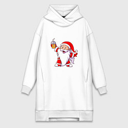 Женское худи-платье Санта весельчак, цвет: белый