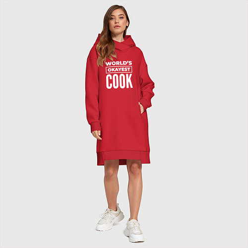 Женская толстовка-платье Worlds okayest cook / Красный – фото 4