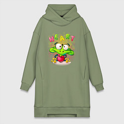 Женское худи-платье Лягушонок с сердцем, цвет: авокадо