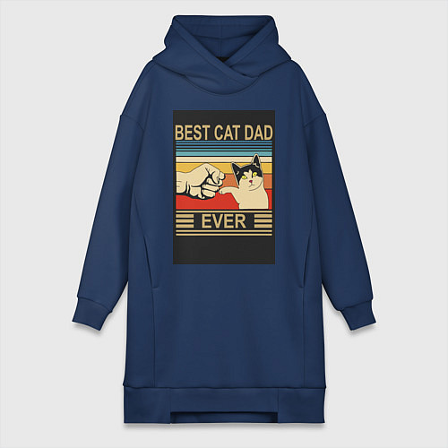Женская толстовка-платье Лучший кошачий папа на свете / Тёмно-синий – фото 1