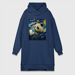 Женское худи-платье Панда Ван Гога, цвет: тёмно-синий