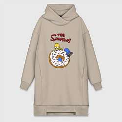Женское худи-платье Гомер на пончике, цвет: миндальный