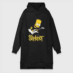 Женское худи-платье Slipknot Барт Симпсон рокер, цвет: черный