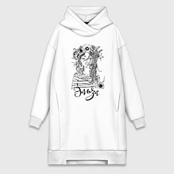 Женское худи-платье Эльза в венке из летних цветов, цвет: белый