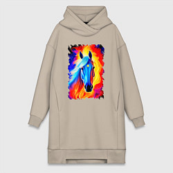 Женское худи-платье Огнегривый конь со звездой на лбу, цвет: миндальный