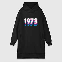 Женское худи-платье Made in 1973 vintage art, цвет: черный