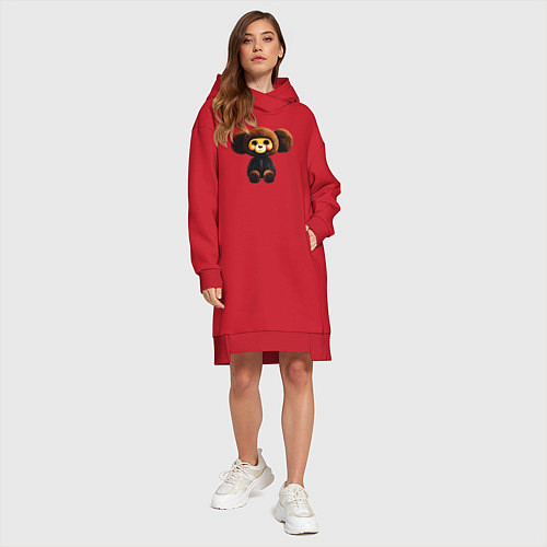 Женская толстовка-платье Plush character in latex / Красный – фото 4