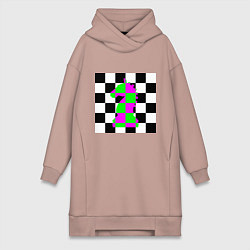Женское худи-платье Конь шахматный, цвет: пыльно-розовый