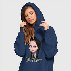 Женское худи-платье Уэнсдэй рисунок, цвет: тёмно-синий — фото 2