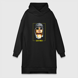 Женское худи-платье Kurt Cobain musician, цвет: черный