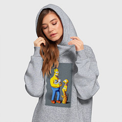 Женское худи-платье Homer Simpson and cats - нейросеть арт, цвет: меланж — фото 2
