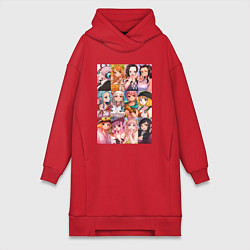 Женское худи-платье Лучшие девочки One Piece, цвет: красный