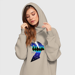 Женское худи-платье Девушка-космос, цвет: миндальный — фото 2