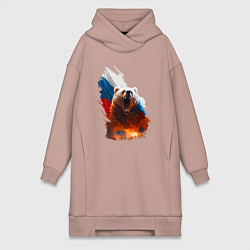 Женское худи-платье Злой русский медведь, цвет: пыльно-розовый