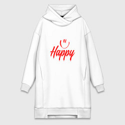 Женское худи-платье Надпись с улыбочкой, цвет: белый