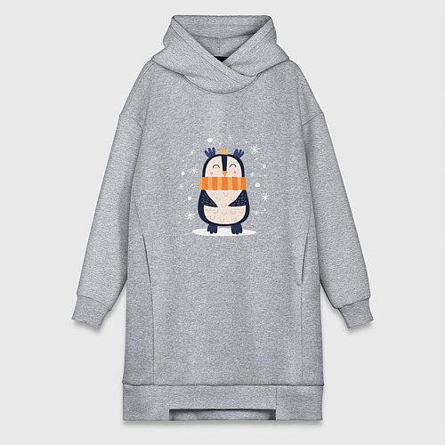Женская толстовка-платье Пингвин в шарфике / Меланж – фото 1