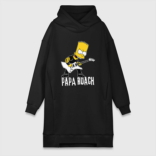 Женская толстовка-платье Papa Roach Барт Симпсон рокер / Черный – фото 1