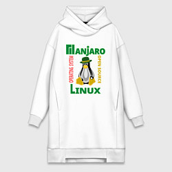 Женское худи-платье Линукс пингвин в шляпе, цвет: белый
