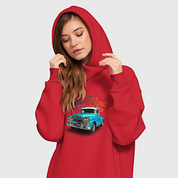Женское худи-платье Пикап Chevrolet Apache 3100, цвет: красный — фото 2