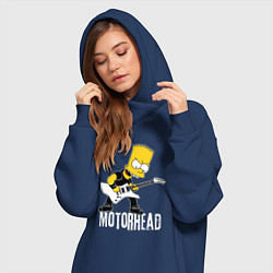 Женское худи-платье Motorhead Барт Симпсон рокер, цвет: тёмно-синий — фото 2