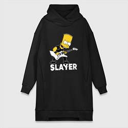 Женское худи-платье Slayer Барт Симпсон рокер, цвет: черный