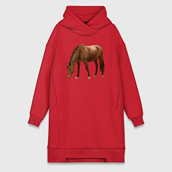 Женское худи-платье Датская теплокровная лошадь, цвет: красный