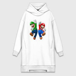 Женское худи-платье Луиджи и Марио в прыжке, цвет: белый