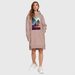 Женское худи-платье Геометрические горы, цвет: пыльно-розовый — фото 2