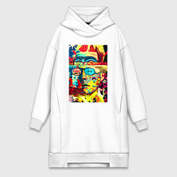 Женское худи-платье Энди Уорхол - поп-арт - автопортрет, цвет: белый