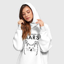 Женское худи-платье Thirty Seconds to Mars - rock cat, цвет: белый — фото 2