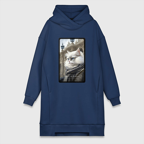 Женская толстовка-платье Санкт-Петербург котик / Тёмно-синий – фото 1