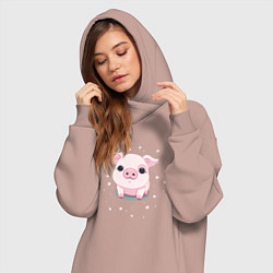 Женское худи-платье Пухляш, цвет: пыльно-розовый — фото 2