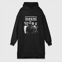 Женское худи-платье Oasis рок группа, цвет: черный