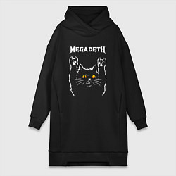 Женское худи-платье Megadeth rock cat, цвет: черный