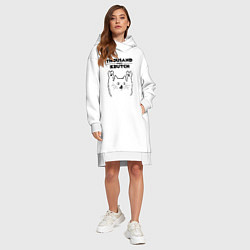 Женское худи-платье Thousand Foot Krutch - rock cat, цвет: белый — фото 2