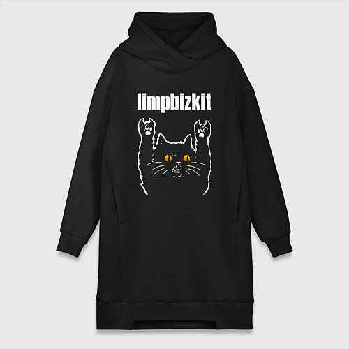 Женская толстовка-платье Limp Bizkit rock cat / Черный – фото 1