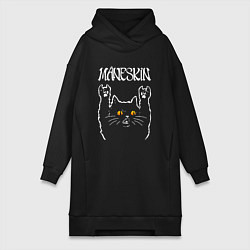 Женское худи-платье Maneskin rock cat, цвет: черный